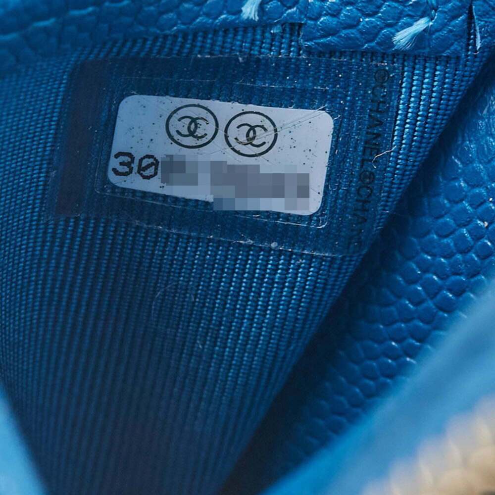 CHANEL Blue Caviar Leather Logo Wallet - Picture 9 of 10